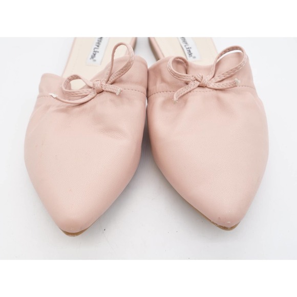 Forever Link Mules Womens 6 Beige Faux Leather Pointed Toe Slip On Flat Heel Bow - Picture 6 of 9